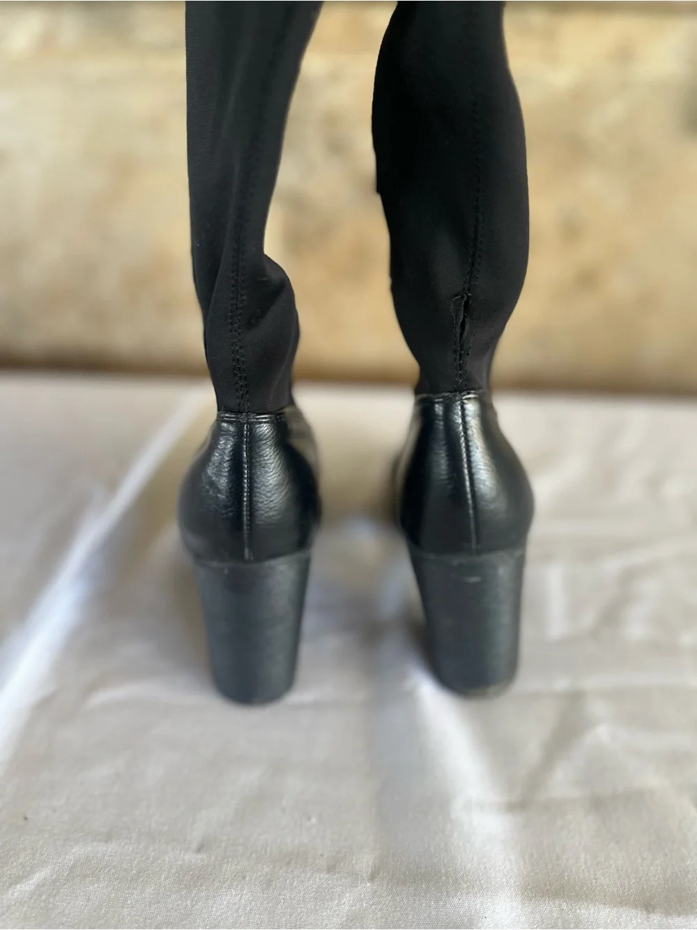 Indigo Black Over-the-Knee Block Heel Boots